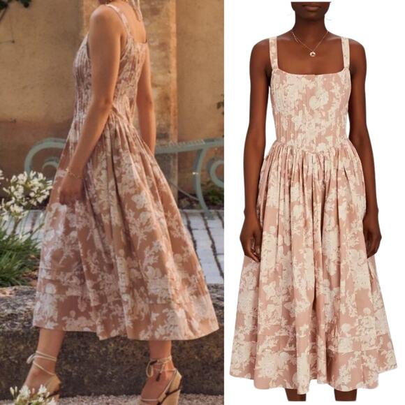 NWT LOVESHACKFANCY DRESS 10 BROWN CAFE ESPRESSO WESTERN MILKMAID COTTAGECORE - Picture 3 of 16